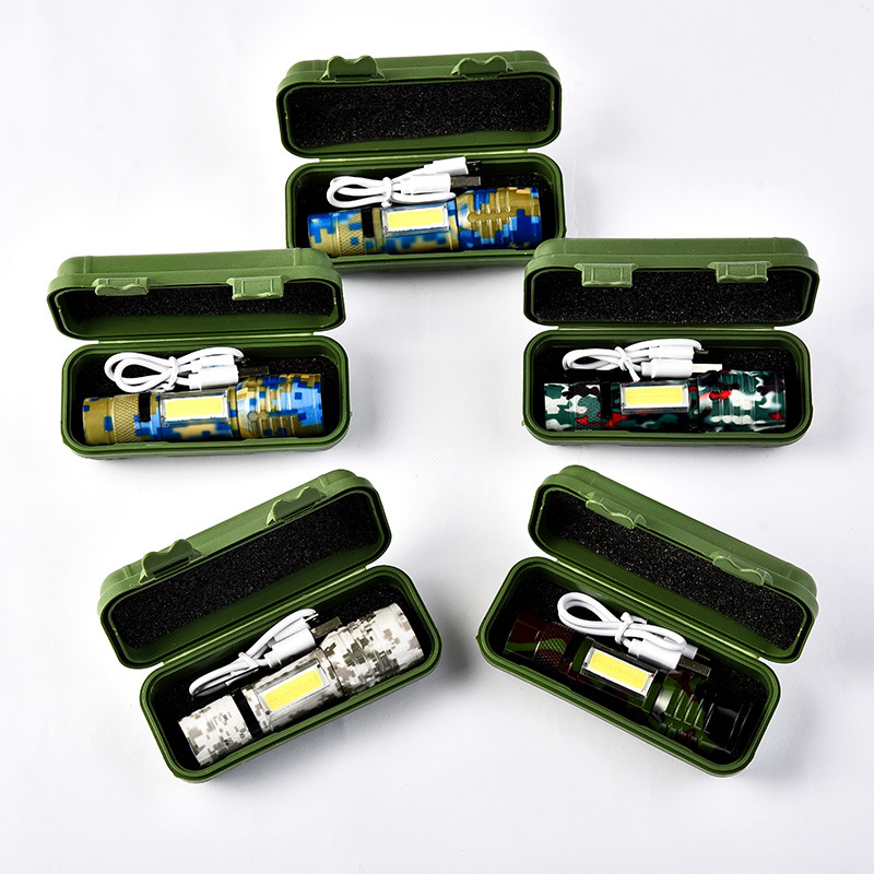 户外强光手电筒照明迷你XPE灯泡变焦小电筒usb电池两用电筒批发