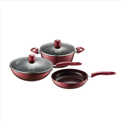 德世朗乐炫精铁不粘锅三件套DFS-TZ106B家用炒锅煎锅|ms