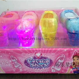 装糖女孩公主鞋 塑料灯光高跟鞋 闪光水晶鞋糖果玩具儿童糖玩礼品