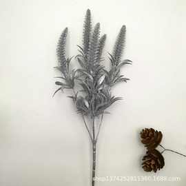 38厘米5叉金葱粉长麦穗草 圣诞装饰仿真花插花工艺装饰多彩花束