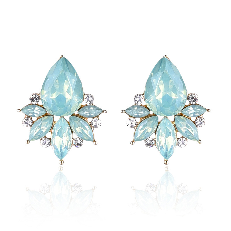 1 Pair Glam Water Droplets Inlay Alloy Artificial Crystal Drop Earrings display picture 4