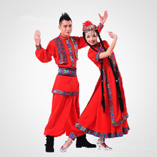 民族风大摆裙新疆舞成人演出服 男女连衣裙套装表演服
