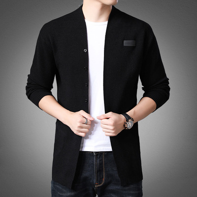 【大量有货】男士针织开衫青年男士韩版修身纯色针织百搭毛衣外套|ms