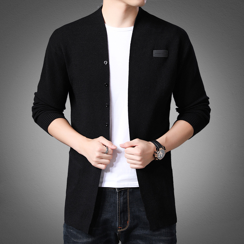 【大量有货】男士针织开衫青年男士韩版修身纯色针织百搭毛衣外套|ms
