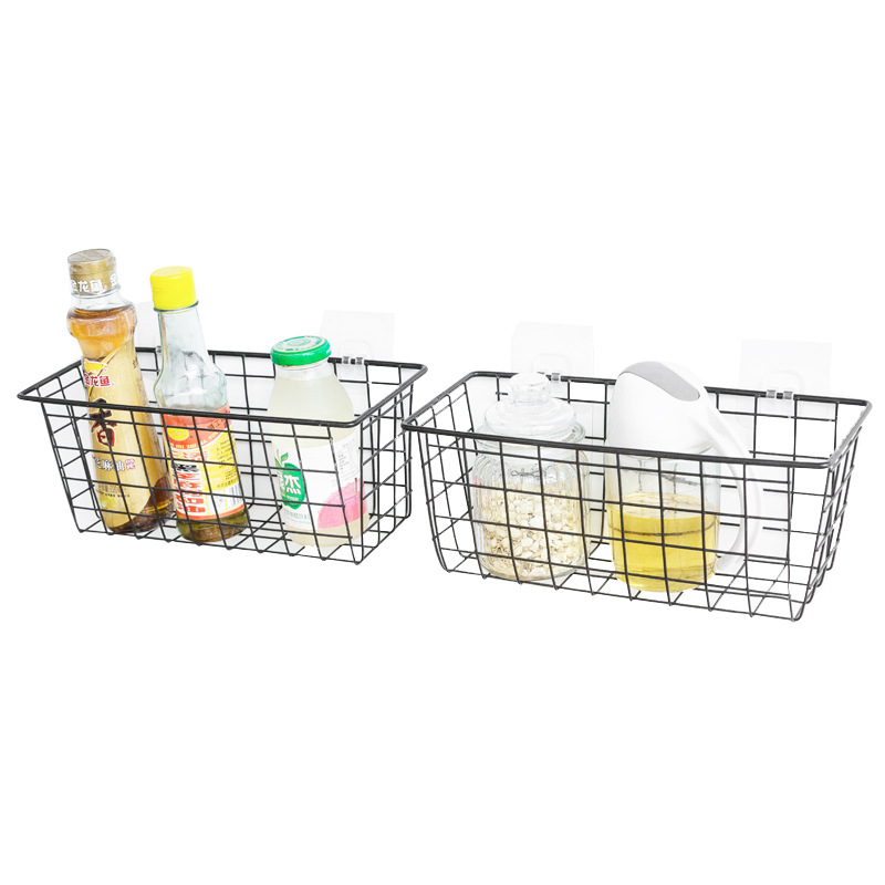 Cesta de almacenamiento de estilo japonés cesta de almacenamiento de hierro multifuncional montado en la pared caja de almacenamiento de cosméticos caja de almacenamiento de cocina cesta de almacenamiento
