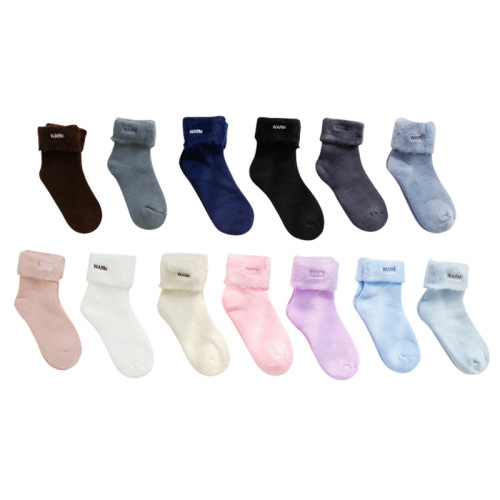Autumn and winter new socks for women wholesale brushed thickened plus velvet floor socks warm and heating women's socks super thick ski socks