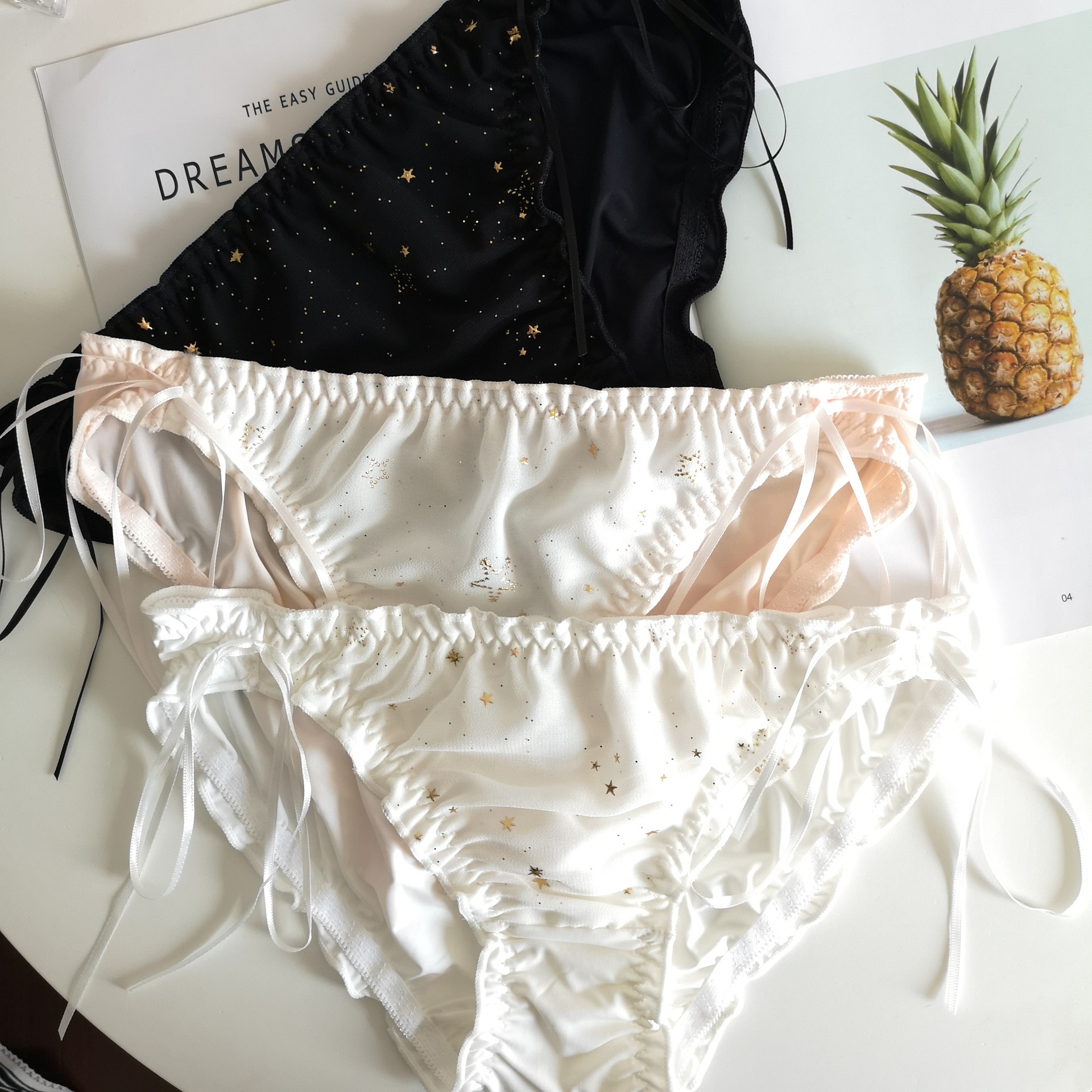 日系冰絲內褲女綁帶低腰星星女士包臀內褲動漫二次元Q1801