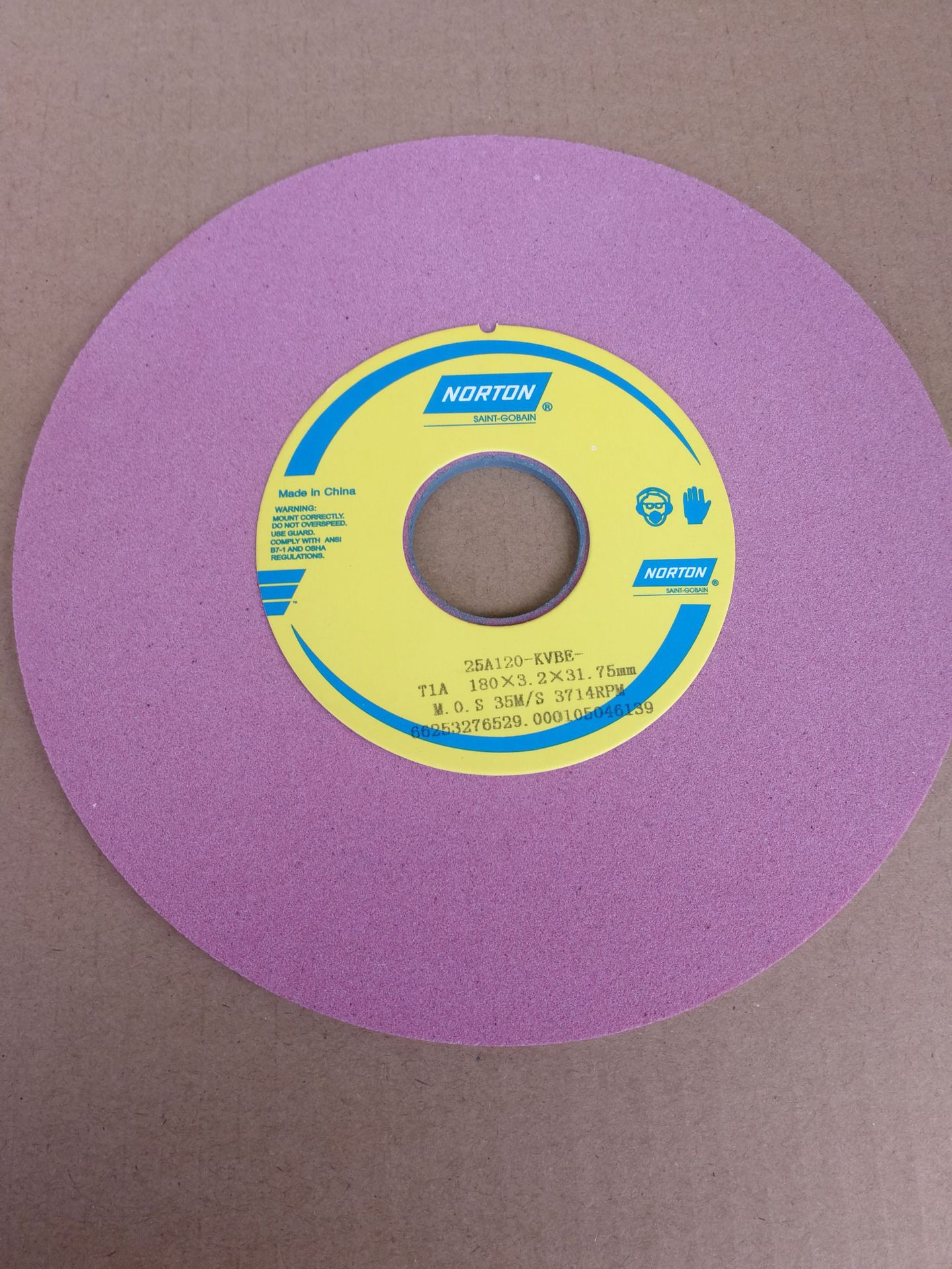 批发铬刚玉红色清角诺顿砂轮25A180*3.2*31.75  7*1/8  平面120K