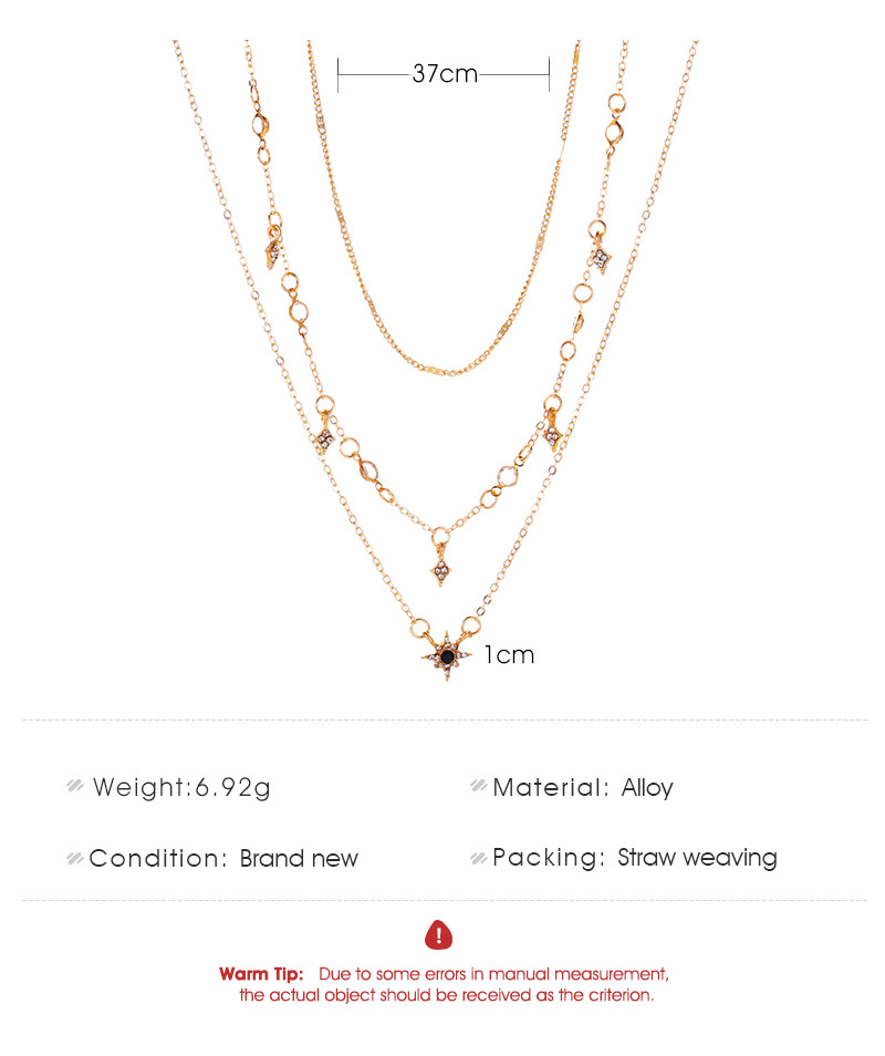 New Necklace Three-layer Six-pointed Star Pendant Necklace Clavicle Chain Geometric Diamond Star Multi-layer Alloy Necklace display picture 1