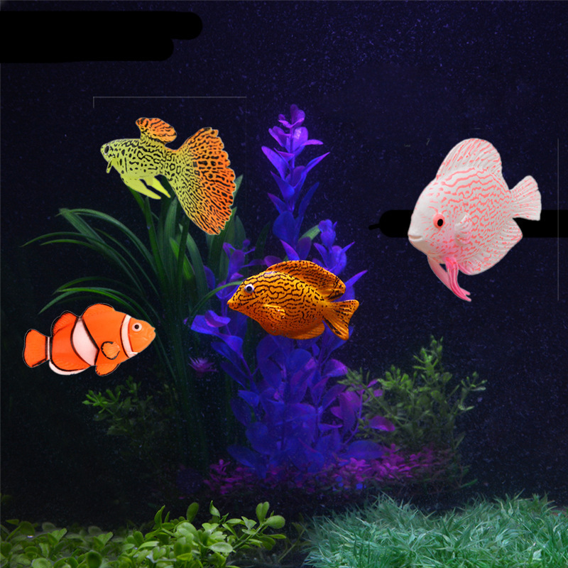 鱼缸造景装饰品仿真鱼小假鱼观赏鱼荧光硅胶鱼水族箱养鱼用品批发|ru