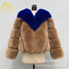 Haining leather and fur Fur integrated coat factory Autumn and winter new pattern Color matching Imitation Fox leather and fur coat