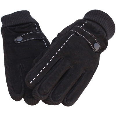 厂家直销猪皮手套男冬季加绒保暖手套骑行防风护腕手套防滑手套