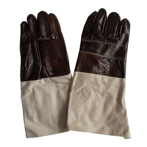 Wholesale sales of first-layer cowhide welding gloves, extended canvas welder gloves, protective gloves for welders