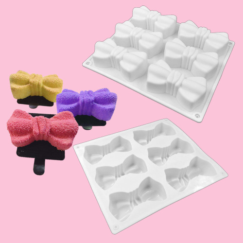 French 6-link bow mousse cake mold diy baking dessert silicone household baking silicone mold