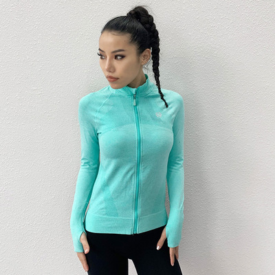 Zip long sleeve lady Fashion sports T-shirt Bodybuilding run Yoga speed drying