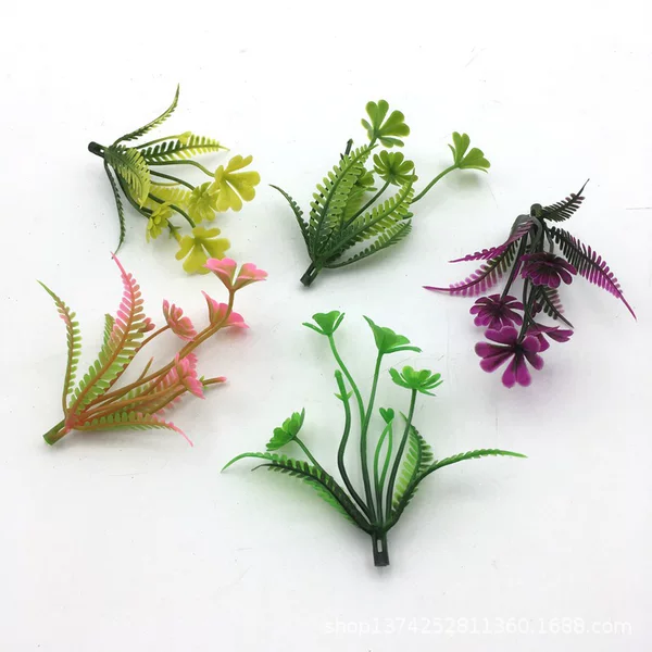 Simulation flower artificial silk flower plastic aquatic accessories simulation potted potted floor floor grass aquarium plastic grass