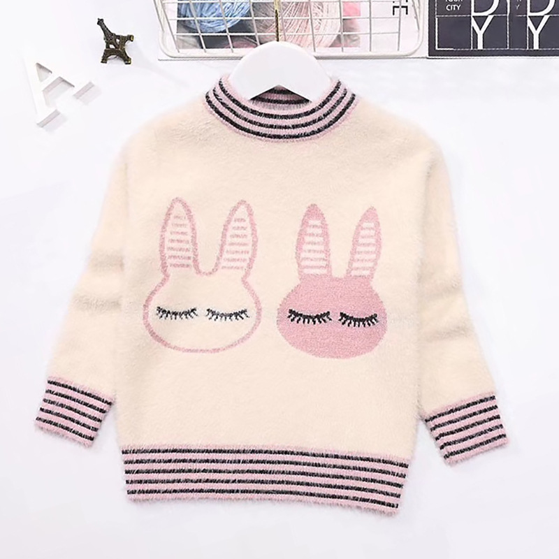 2019新款童装女童貂绒毛衣卡通双层加厚套头长袖打底衫厂价直销|ms
