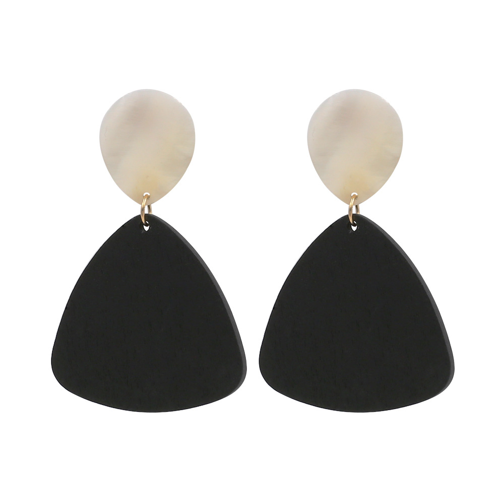 1 Paire Mode Triangle Bois Coquille Femmes Boucles D'oreilles display picture 1