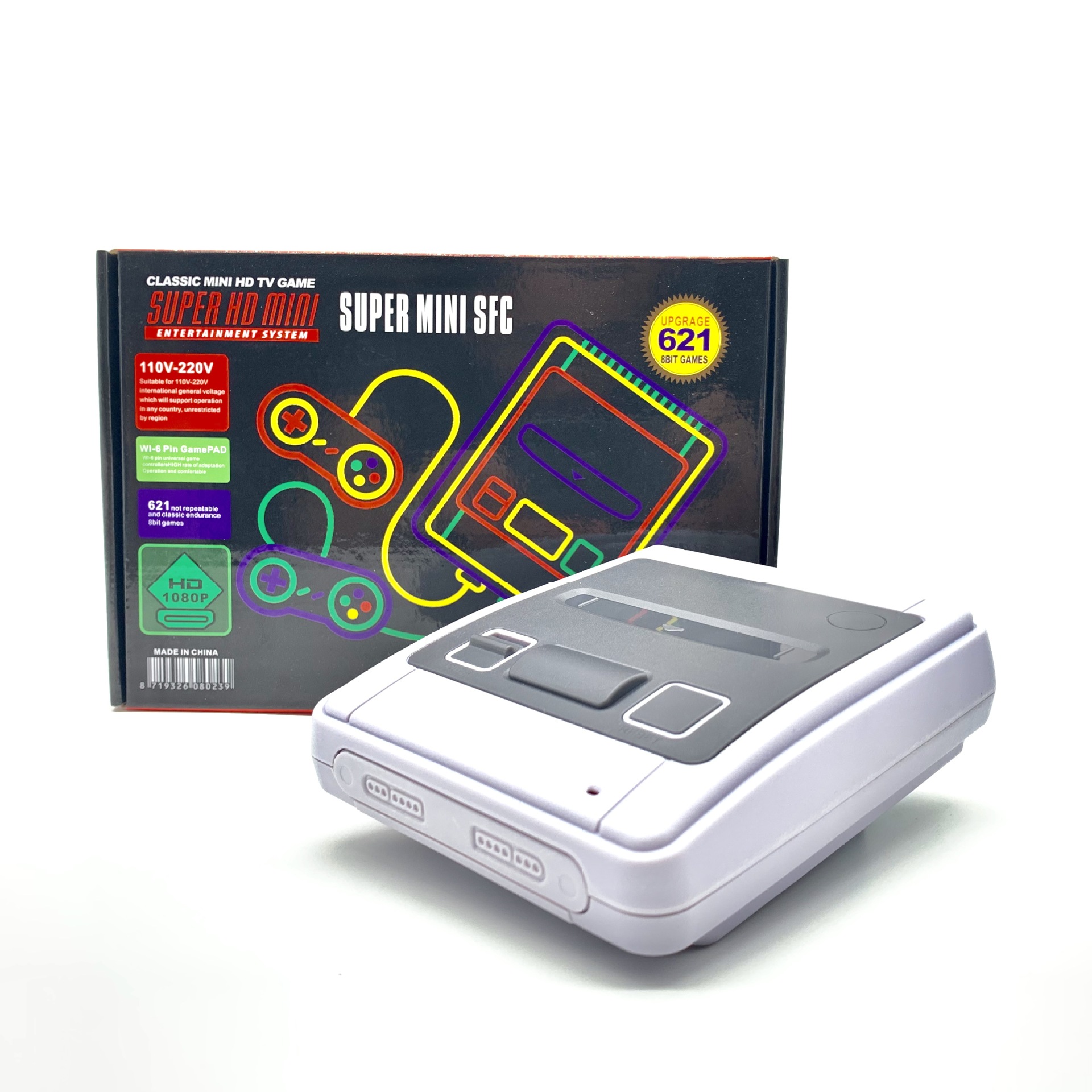 Cross-border SNES US mini game machine HDMI621SFC HD red and white machine double-player TV game machine