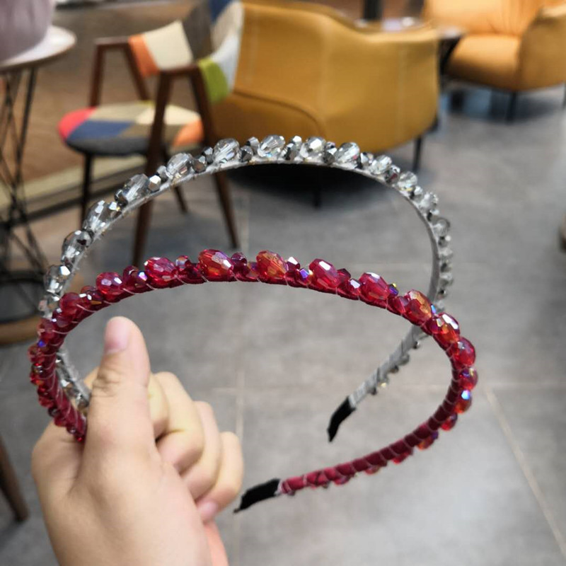 Korea Headband New High-end Crystal Hair Hoop Hand-wound Beads Headband Exquisite Fine-edged Hair Accessories Ladies Wholesale Nihaojewelry display picture 2