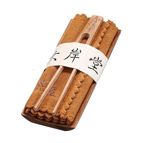 Factory wholesale tea towel tea clip three-piece set cotton thickened absorbent rag household kung fu tea set tea tray tea ceremony