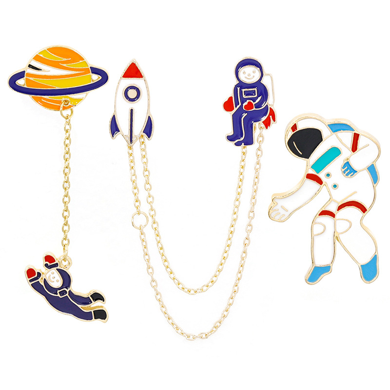 Universe Space Series Creative Astronaut Rocket Planet Brooch display picture 7