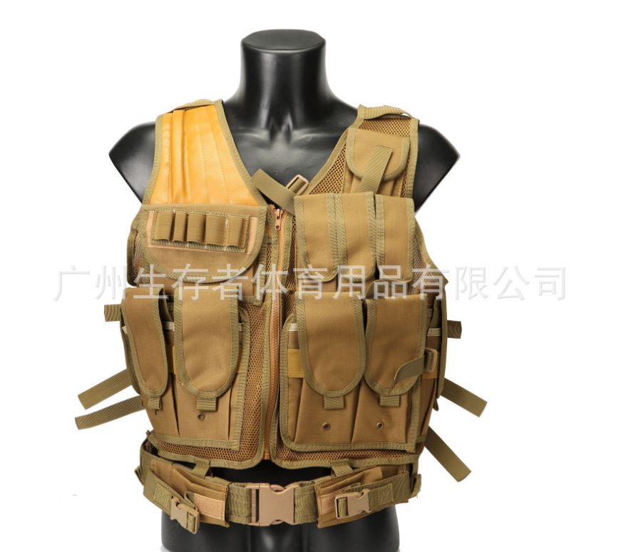 Chaleco táctico multifuncional y duradero, ventilado, malla camuflada, chaleco táctico anfibio, chaleco táctico de exploración de campo, chaleco táctico CS