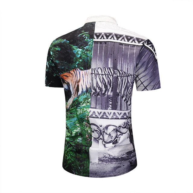 shirt summer Tiger Print Shirt Short Sleeve street large shirt