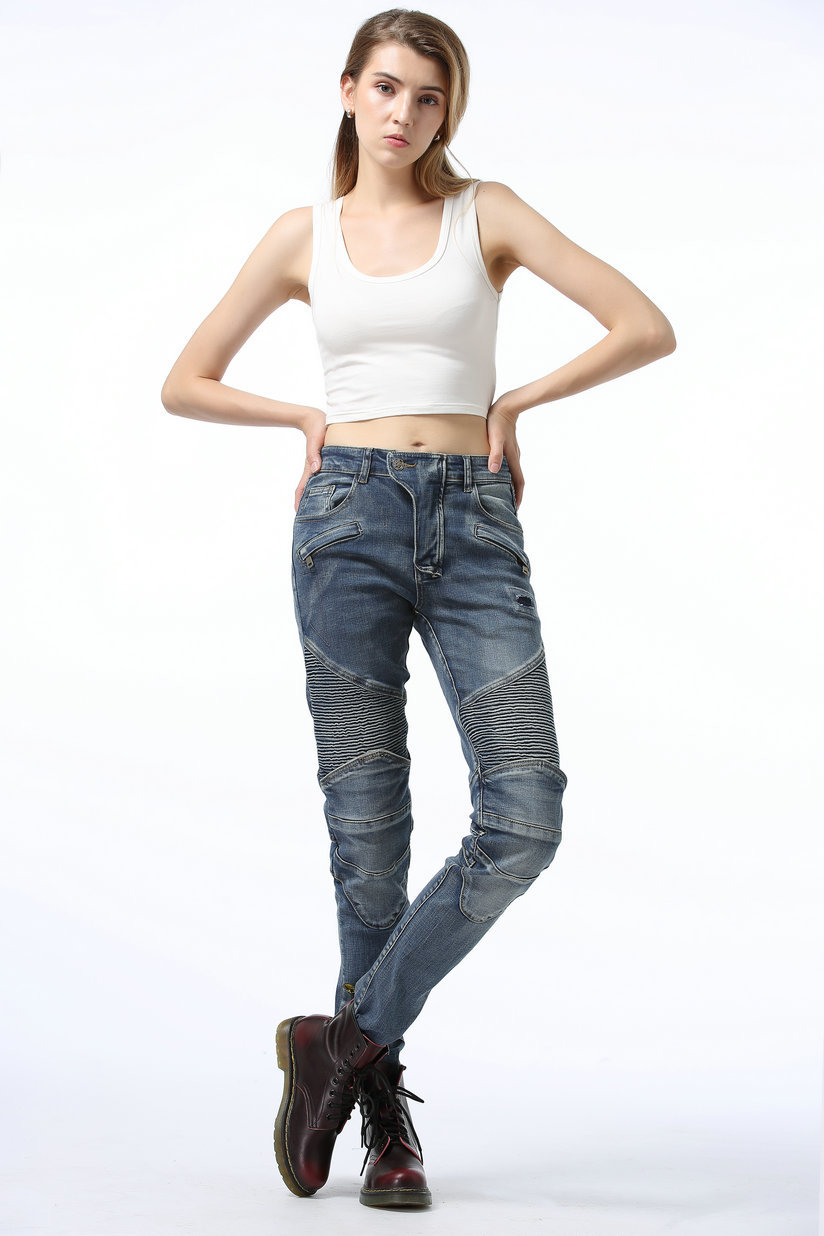 Directo de fábrica LOONG BIKER motocicleta pantalones vaqueros pantalones resistentes a las caídas Harley pantalones elásticos altos pantalones de Caballero de las mujeres