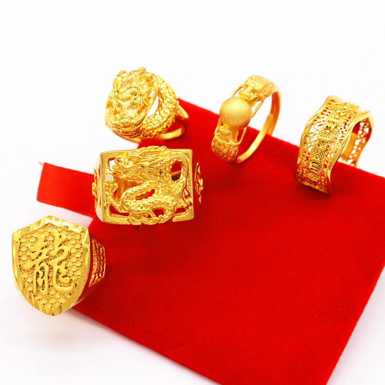 Spot color brass gold-plated jewelry Vietnam sand gold ring men's fashion domineering popular opening jewelry wholesale