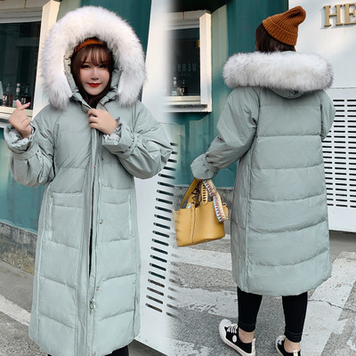 批发2019新款特大码加肥加大胖妹妹200斤加厚花苞袖长款羽绒服067|ms