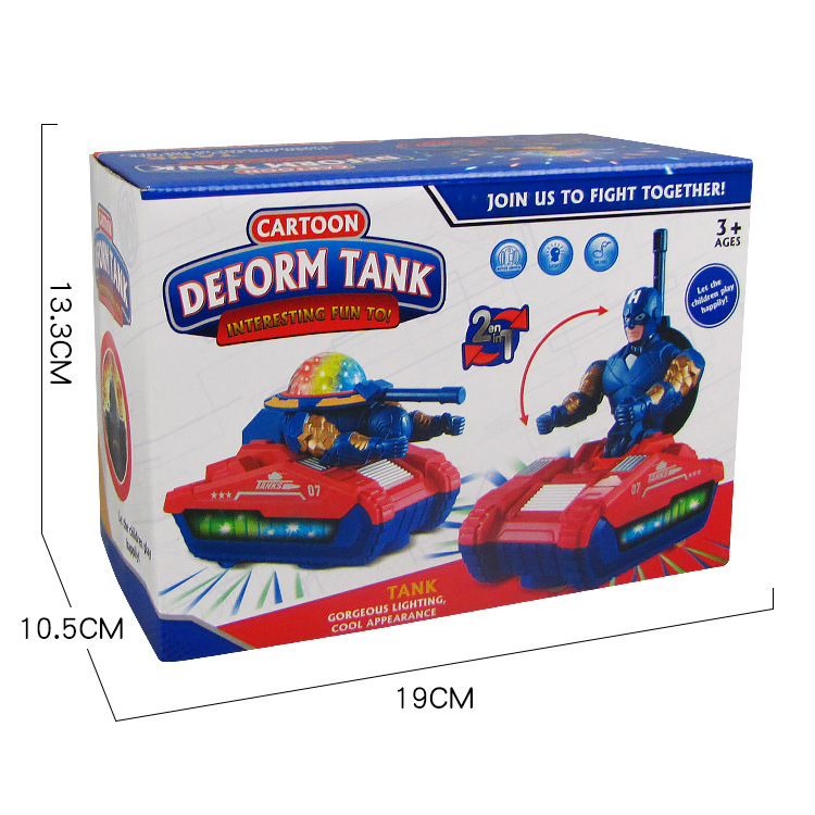 Carro de deformación universal eléctrico para niños Tanque de deformación giratorio de 360 grados Coche de juguete de música ligera