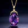 Crystal pendant, stone inlay with amethyst, Korean style, 750 sample gold