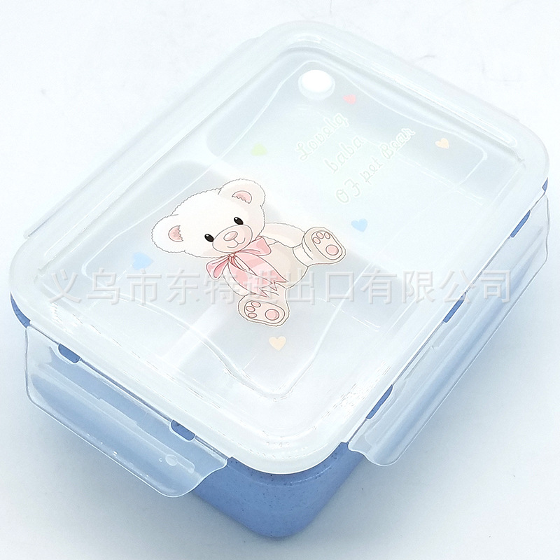 Factory direct sales lunch boxes, wheat straw compartments lunch boxes, picnic lunch boxes, sealed lunch boxes, square plastic lunch boxes detail image 6