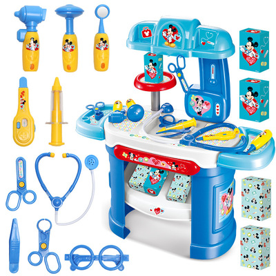 Genuine Disney Mickey children Play house simulation doctor Medicine desktop workbench Give an injection Toys suit