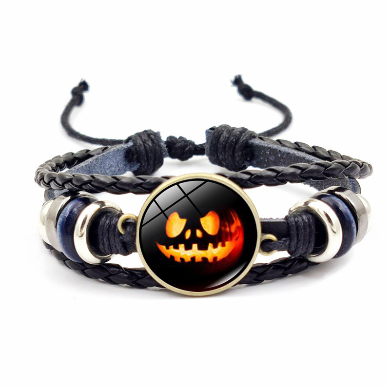 Halloween Demon Pumpkin Beaded Bracelet Retro Woven Accessory_voghion.com