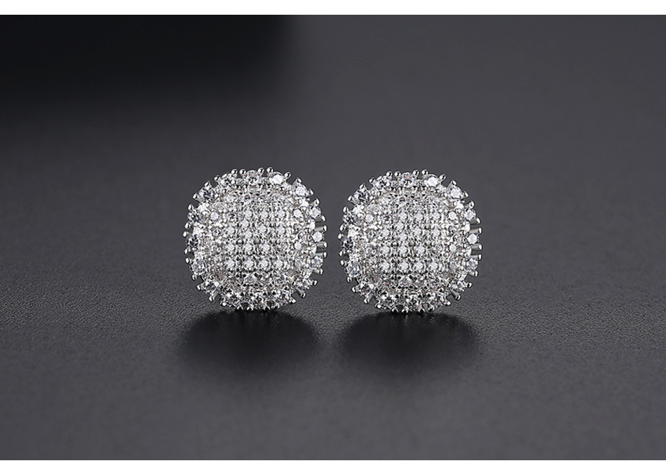 Fashion Stud Earrings Simple Pavé Zircon Round Earrings Wholesale display picture 2