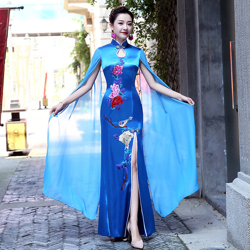 Chinese dresses for Women singers Chorus performance cheongsam dress women long skirt modern dance performance conductor long dresses