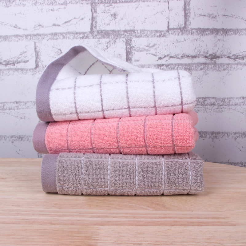 厂家直销纯棉方格加厚吸水断档毛巾家用成人柔软洗脸礼品面巾批发|ms