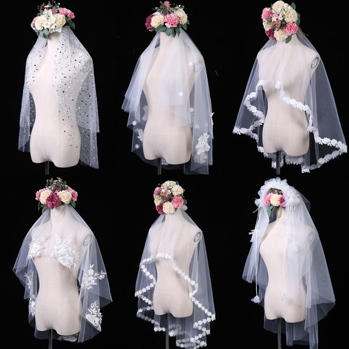 New Arrival Bridesmaid Wedding Veil Single Layer Lace Edge Veil Korean Version Wedding Dress Accessory Fashion Accessory