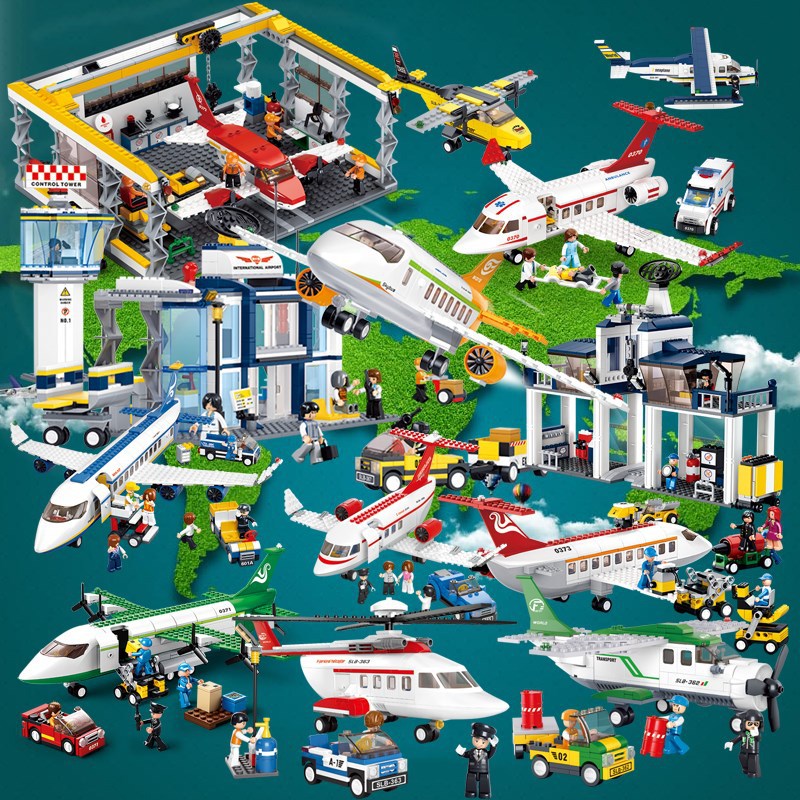 小鲁班0360-70航天飞机空中巴士客机儿童DIY拼装积木玩具礼物跨境