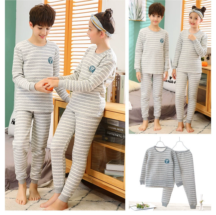 teenage clothes 100-170cm unisex winter thicken pajamas baby warm sleepwear kids pure cotton botton pyjamas sets child clothes cotton baby nightgown