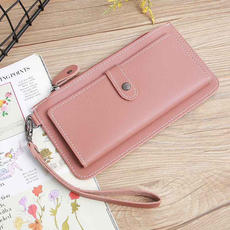 116g Weight Zipper Closure Type Business, Travel Occasion Pu Leather Material Solid Color Pattern Women'S Gender Square Shape Light Grey, Dark Grey, Rose Red, Pink, Red, Green, Blue, Gold, Black Color Fashion Multi-function Zipper Multi-card Buckle Wallet 2