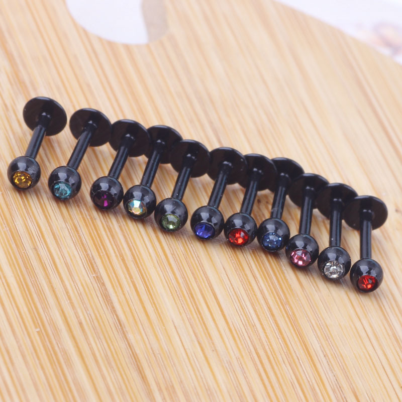 Black Rod Drill Earrings 316L Surgical Steel Lip Piercing Studs Wholesale Body Jewelry detail image 8