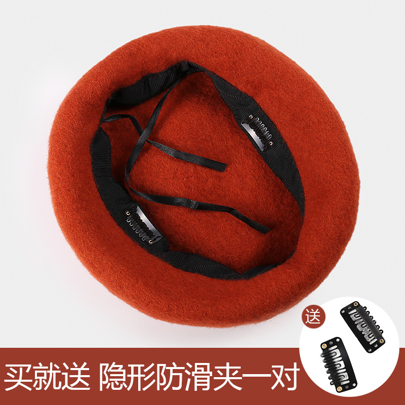 Autumn/Winter Korean Edition Versatile Wool Beret Lady's Vintage Tweed Casual Painter Hat Japanese Simple Bud Hat Tide