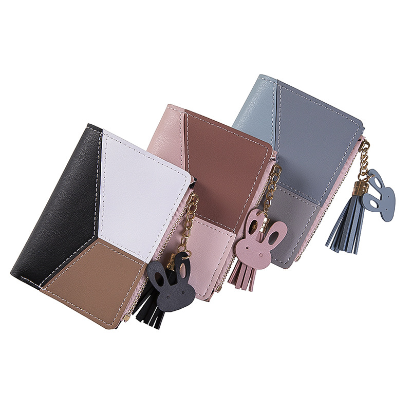 Frau Farbblock Pu-leder Magnetschnalle Brieftaschen display picture 1