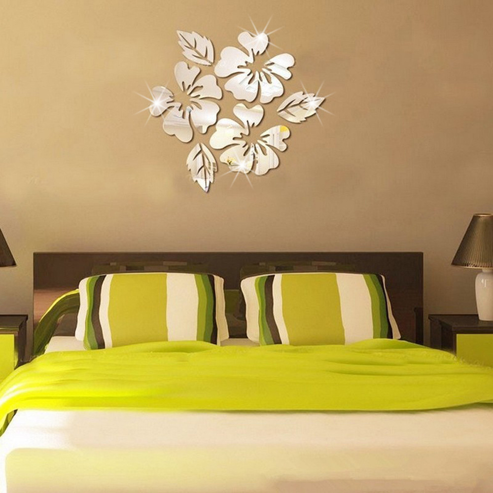 Adesivo de parede decorativo para casa, com fundo de TV 3D criativo e moderno, em formato de flor de hibisco, removível e fácil de fazer._voghion.com