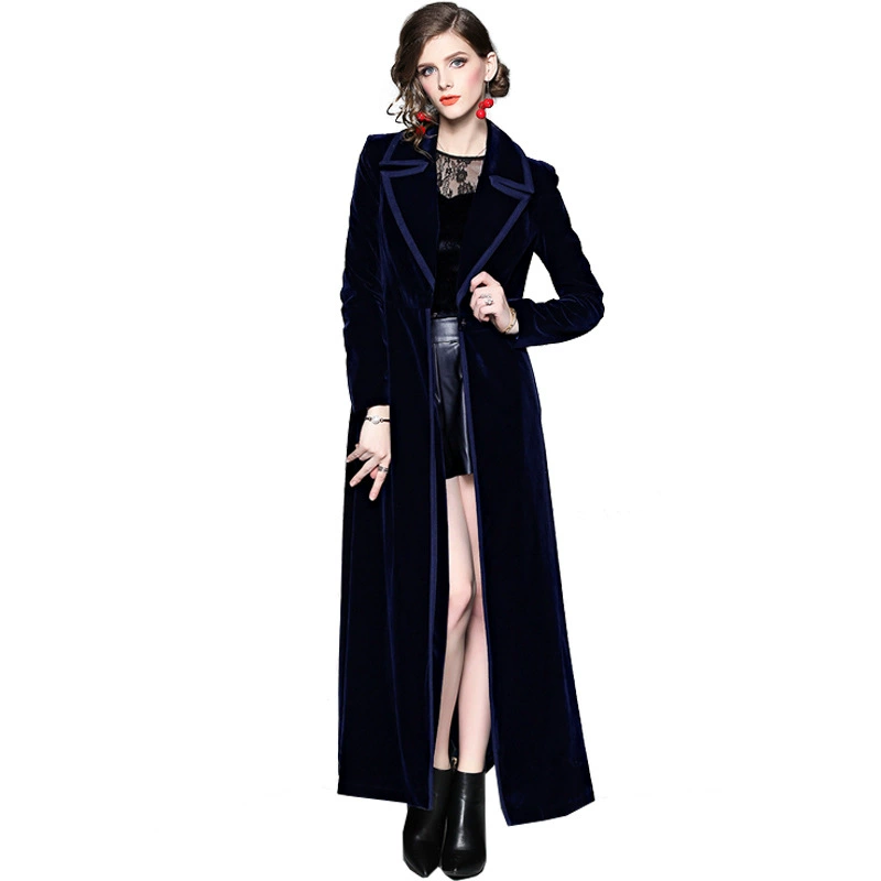 Демисезонное trench coat, костюм, длинные рукава, бархатный длинный корсет, модная куртка, европейский стиль