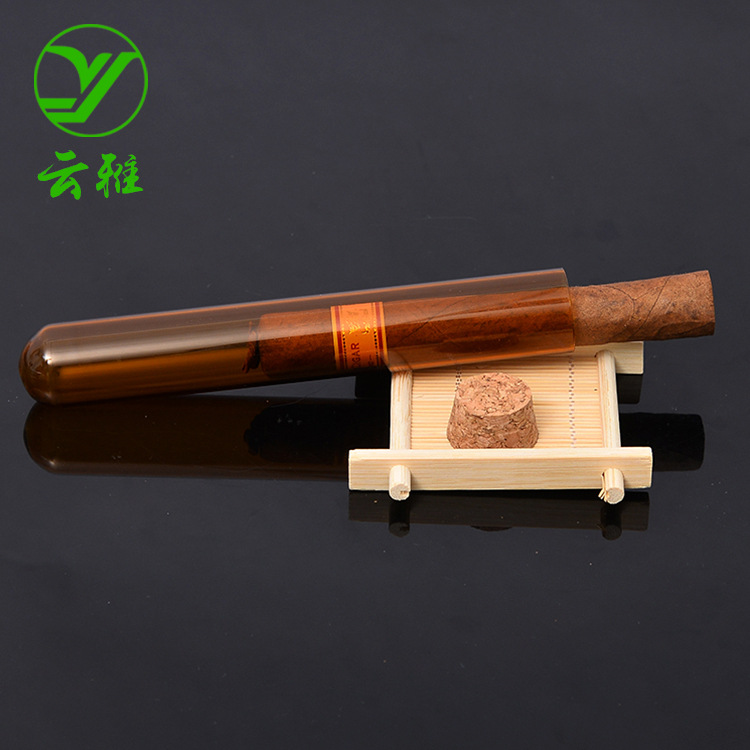 棕色玻璃避光雪茄试管18*150食品级木塞 雪茄保湿单只密封试管