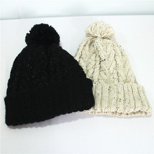 新款冬季帽子 加厚保暖麻花毛線帽 歐美亞馬遜熱銷毛球針織帽批發